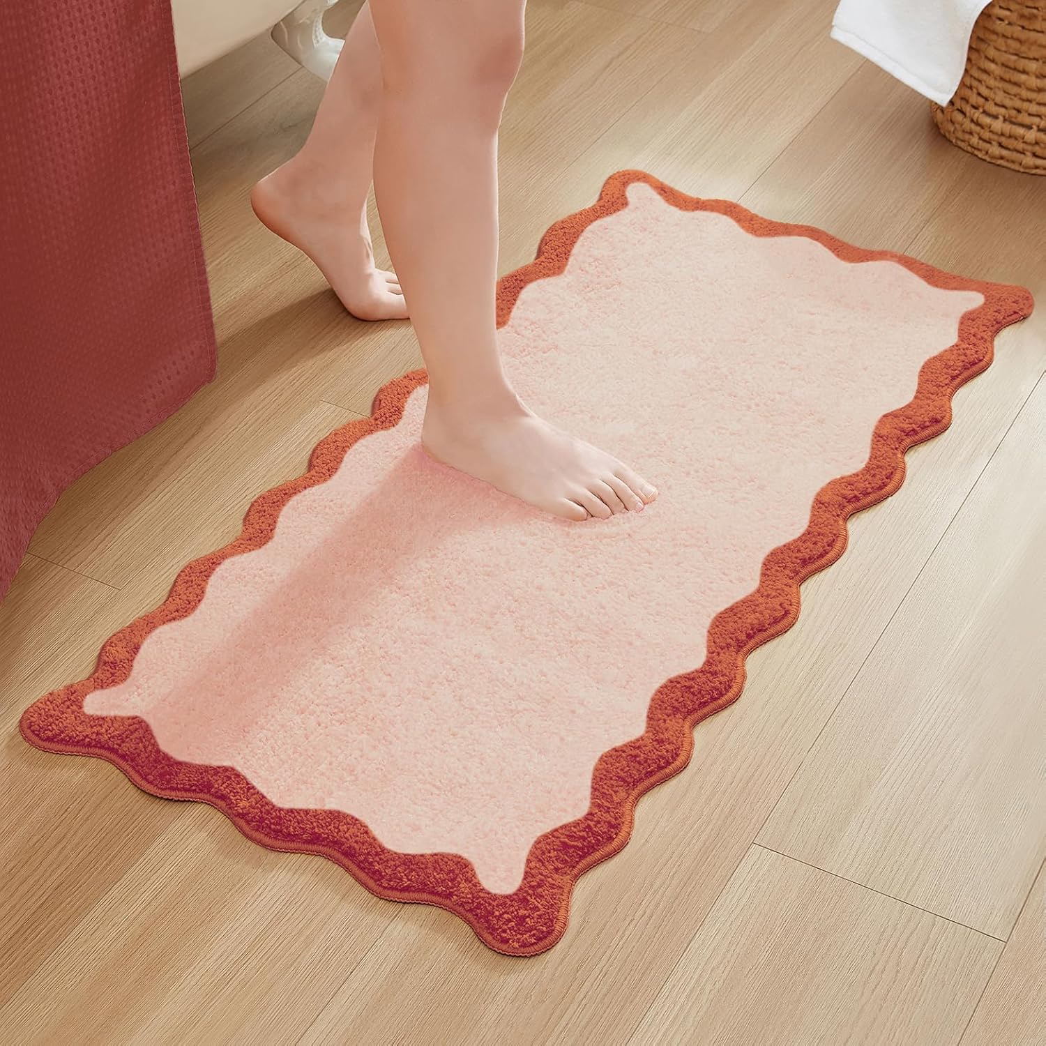 MONDAY MOOSE Bath Mat with Scalloped Wavy Ripple Design