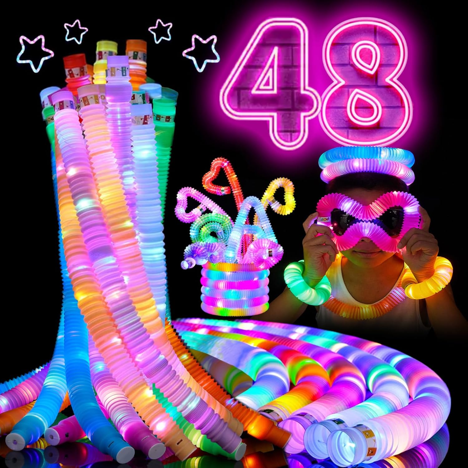 48 PCS Glow in The Dark Party Supplies for Kids' Celebrations