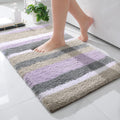 Buganda Microfiber Striped Bathroom Rug Bath Mat - Extra Thick Plush