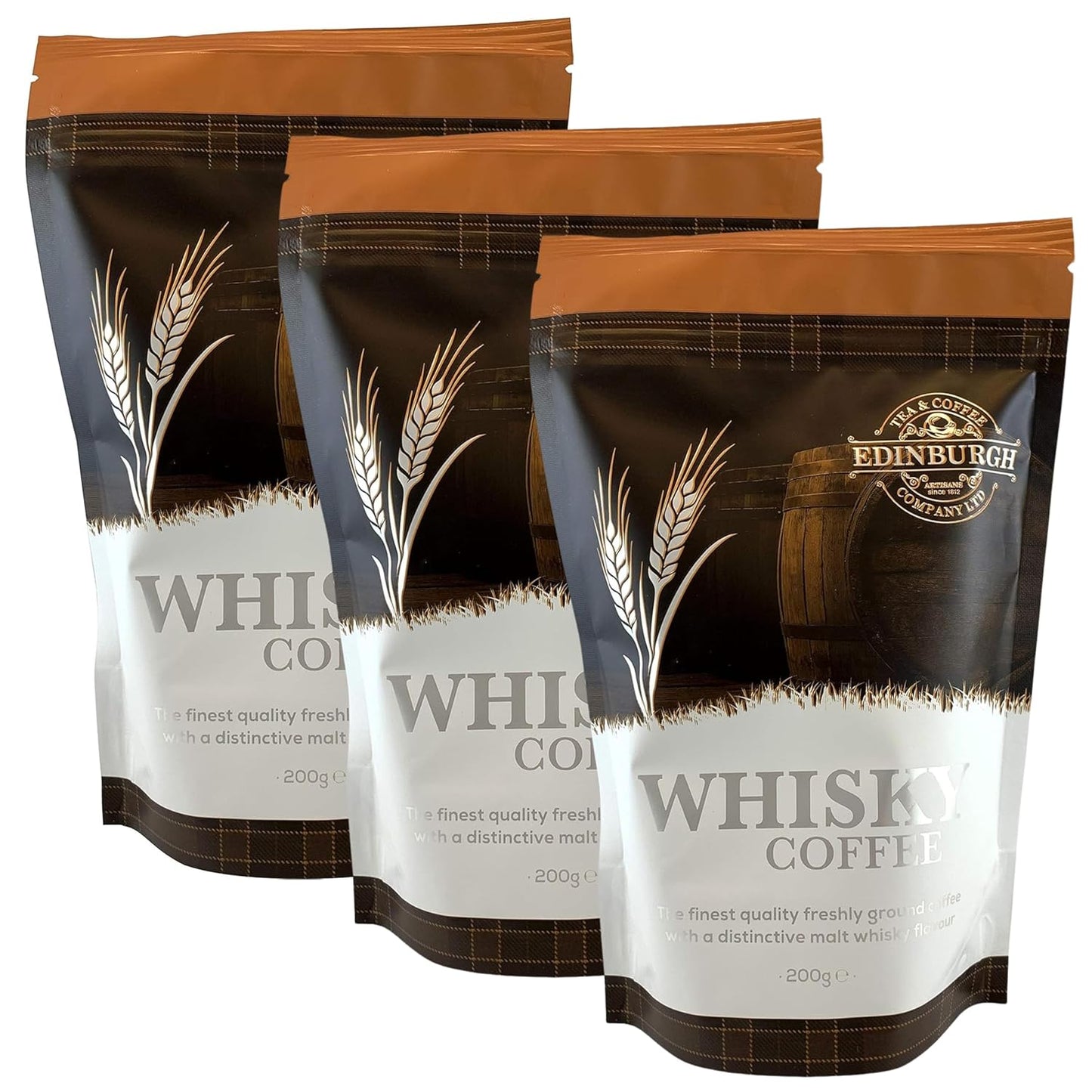 Whisky Infused Ground Coffee, 7oz Bag, Pack of 3 for Flavor