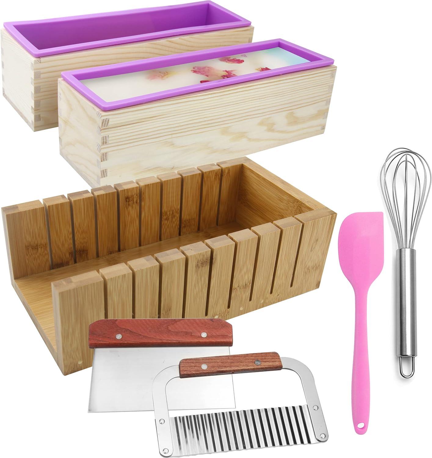 Silicone Soap Molds Set with Cutting Tool for Perfect Soaps