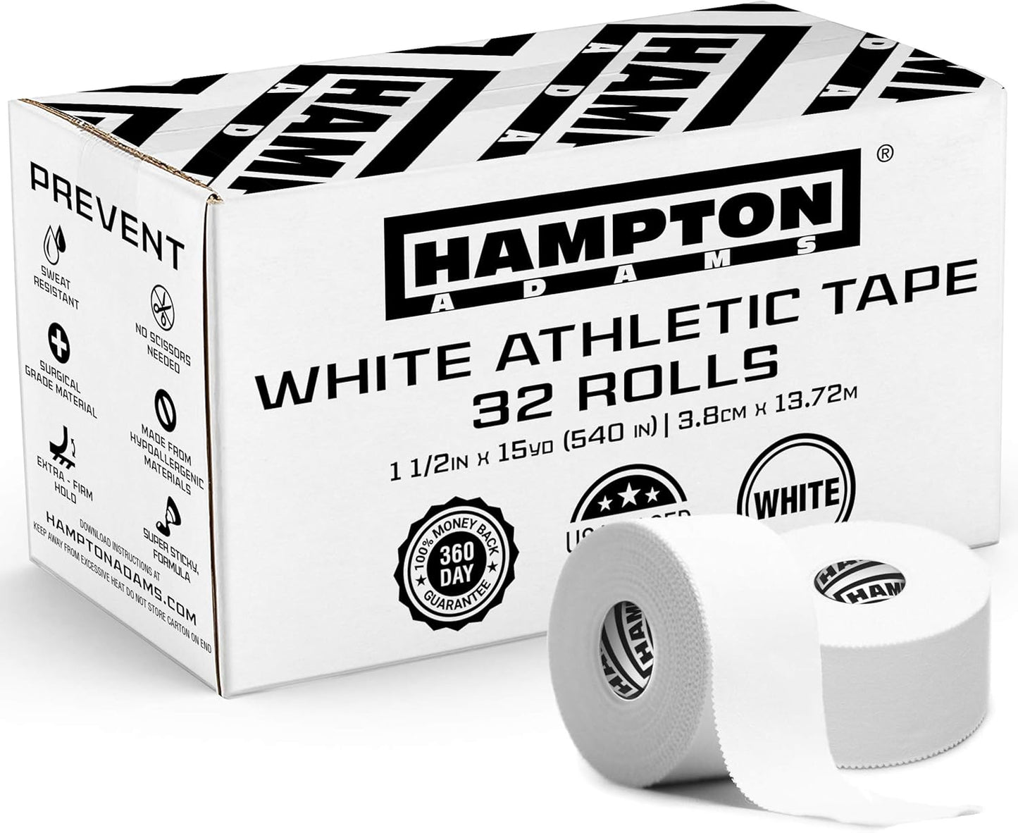 Hampton Adams Athletic Tape - Strong, Easy to Tear, No Residue