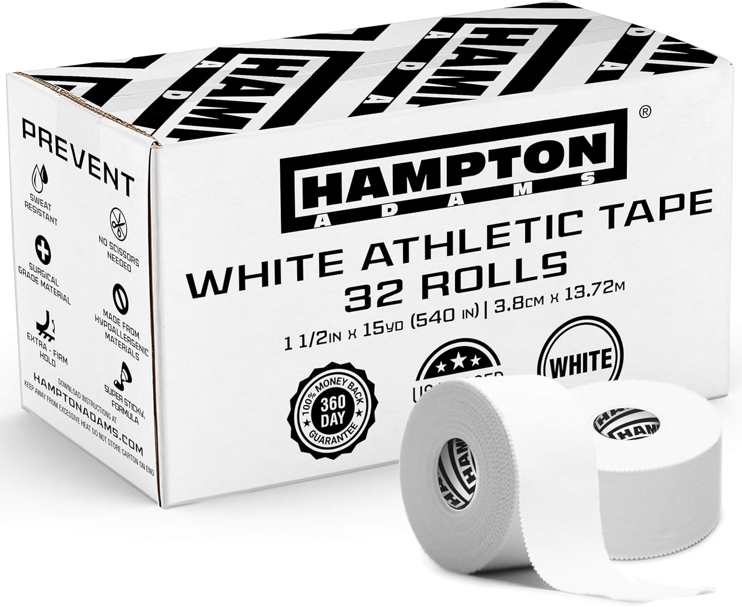 Hampton Adams Athletic Tape - Strong, Easy to Tear, No Residue