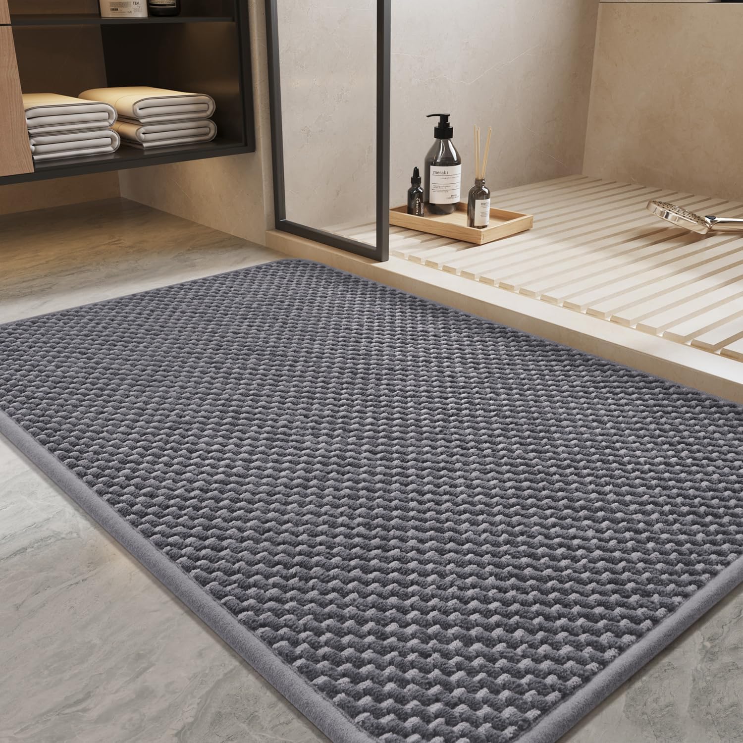 Super Absorbent Chenille Bathroom Mats for Non Slip Safety