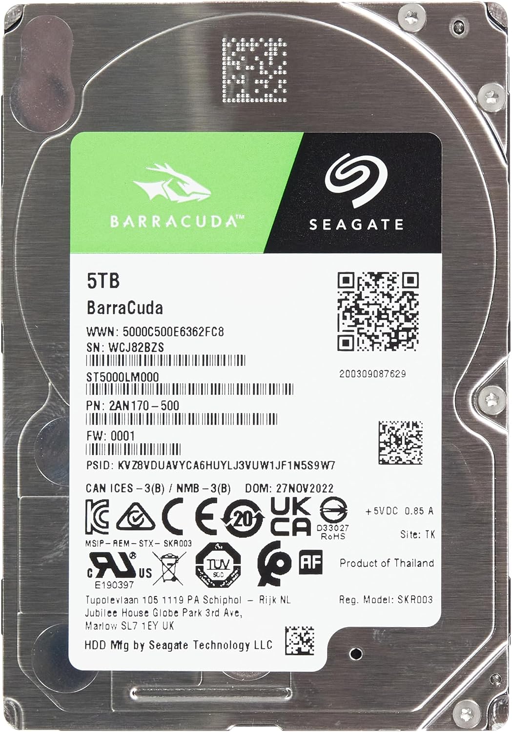 Seagate Barracuda 5TB 2.5in SATA Hard Drive for Storage Needs