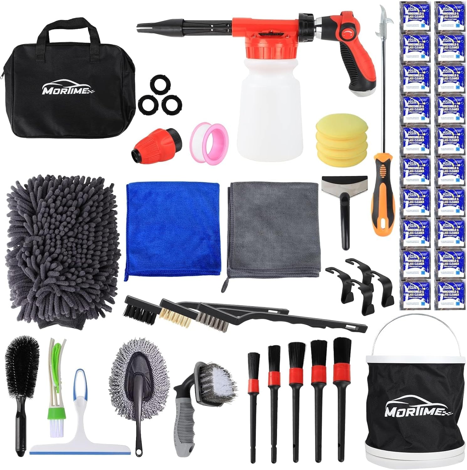 MorTime 54Pcs Car Wash Kit: Ultimate Cleaning Power