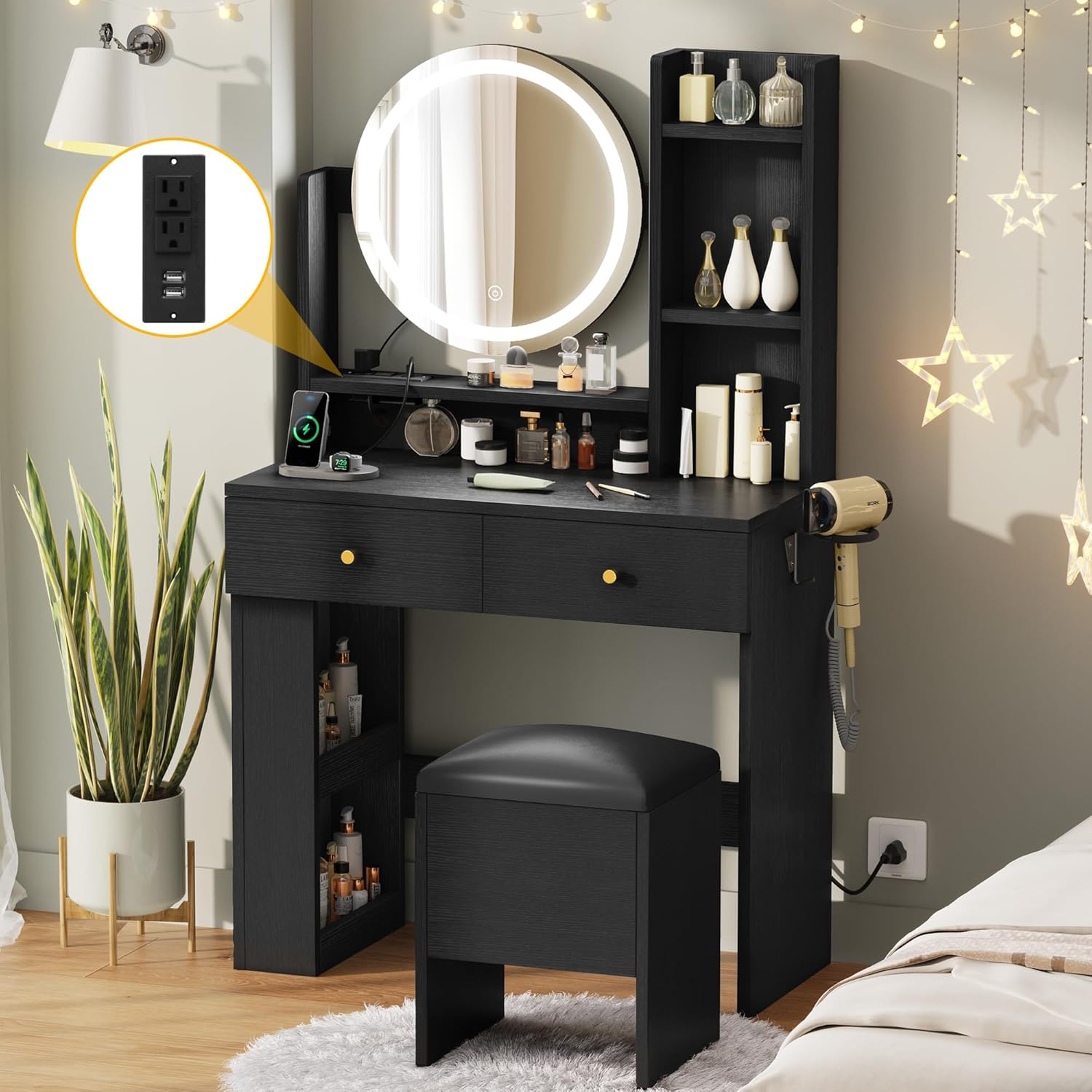 DWVO Vanity Desk with Mirror and Lights for Makeup Lovers