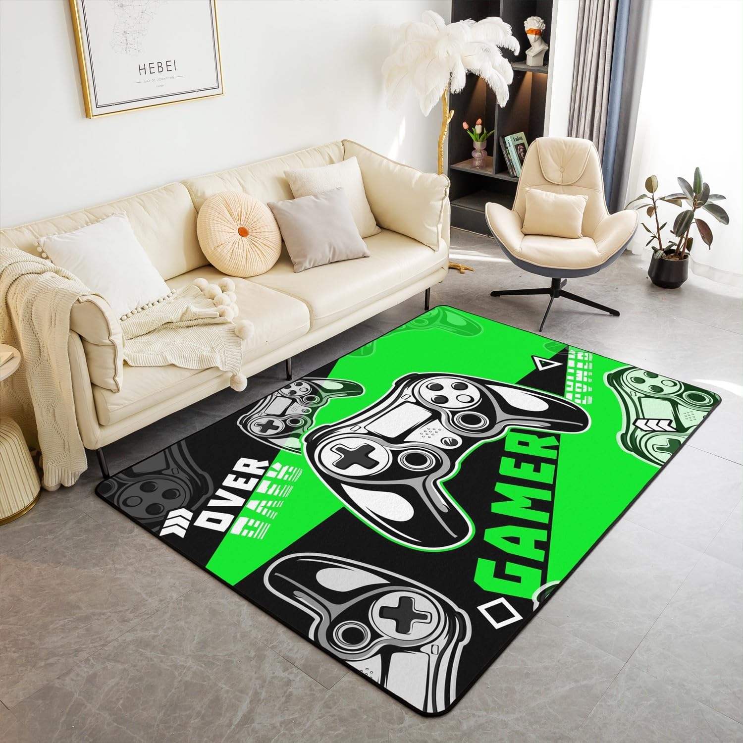 Erosebridal Gamer Rug Set 5x7 - Game Console Kids Accent