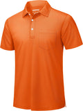 Mens Polo Shirts with Pocket - Quick Dry Performance Golf Polo