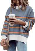 Oversized Colorblock Batwing Sweater for Women - Cozy Oversized Knit