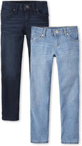 Girls' Skinny Jeans 2-Pack - Soft, Adjustable Waist Fits Most