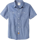 Dubinik Mens Short Sleeve Button Down Chambray Shirt - Lightweight are
