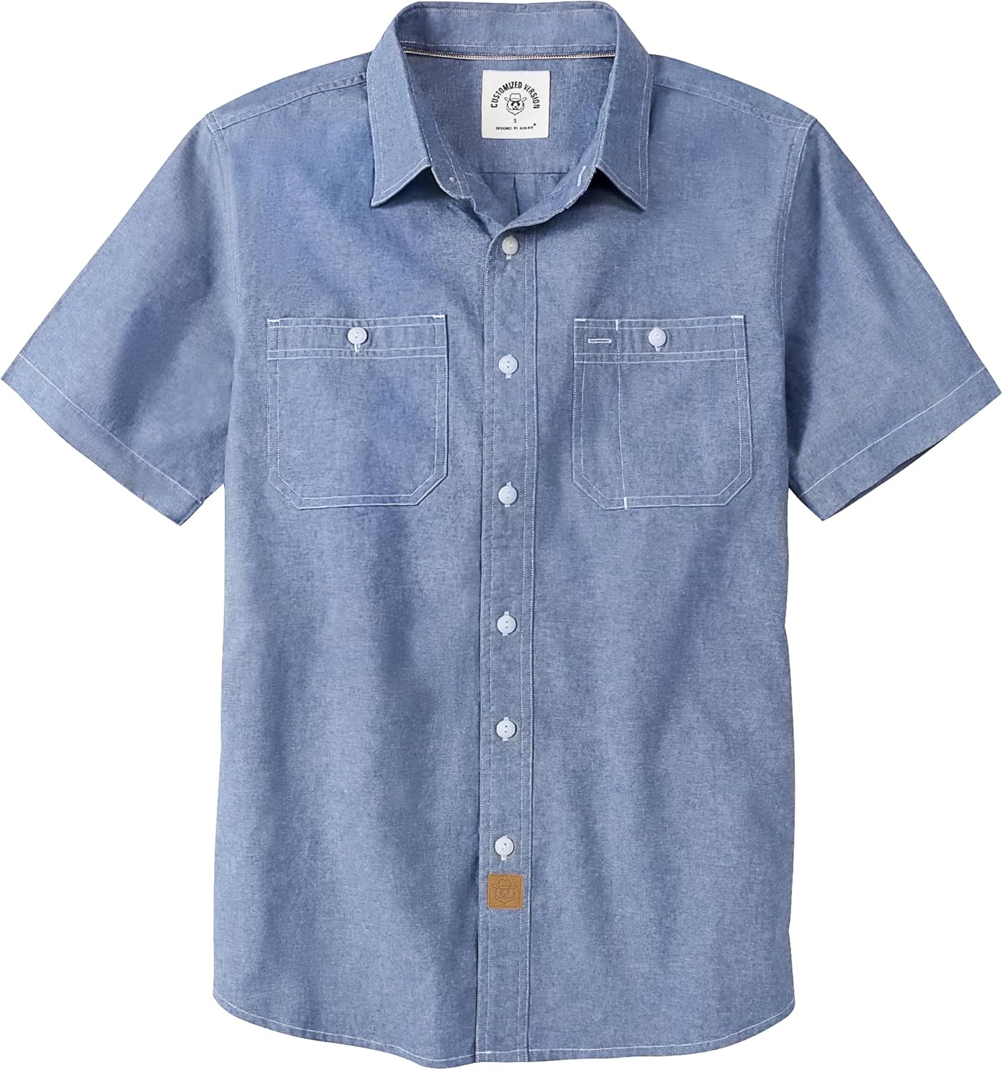 Dubinik Mens Short Sleeve Button Down Casual Chambray Shirts