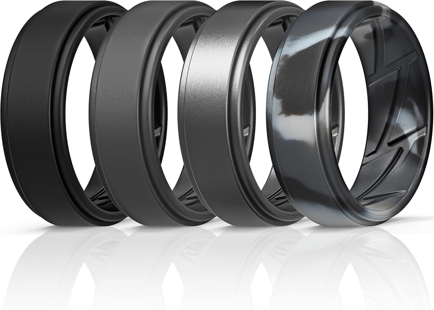 Breathable Airflow Silicone Men's Wedding Rings - Variety Pack