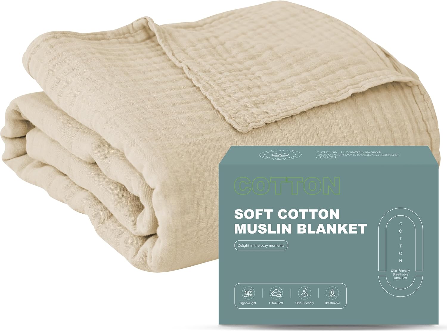 Breathable Lightweight Muslin Bed Blanket for Cozy Comfort