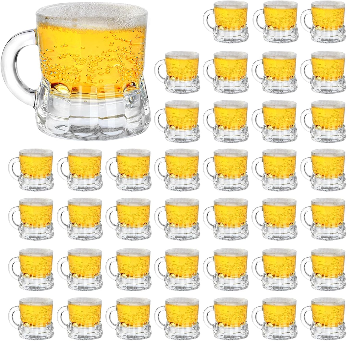 Mini Beer Mugs Set of 40 Pcs Clear Glass Shot Glasses