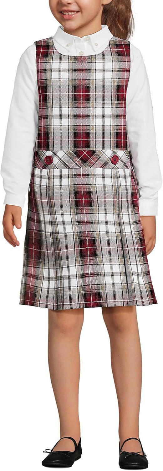 Lands' End Girls Uniform Plaid Jumper for School Comfort