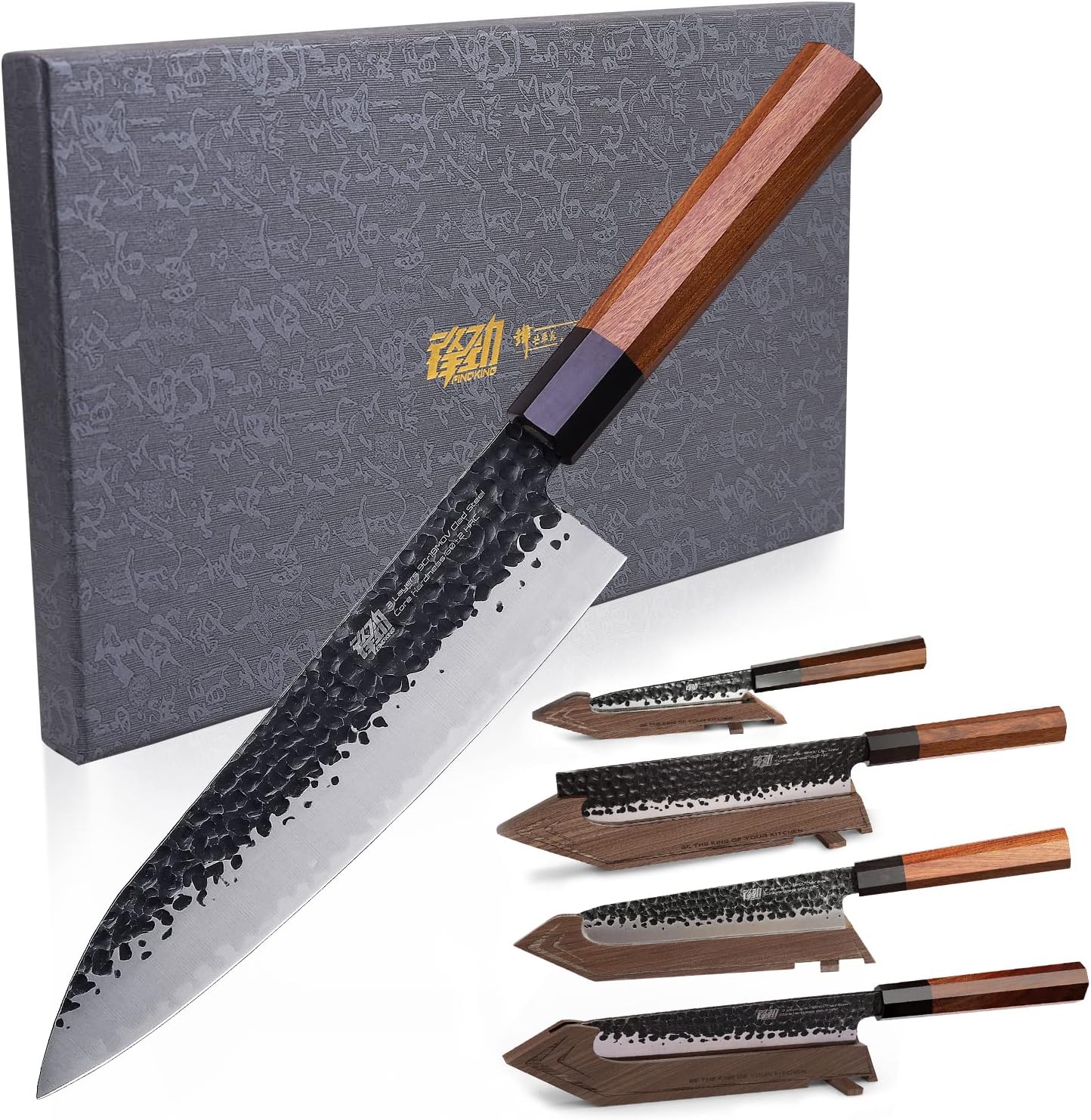 FINDKING Chefs Knives Set with Edge Guards for Home Kitchen