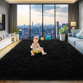8x10 Area Rugs for Living Room - Large Fluffy Black Rug for Bedroom