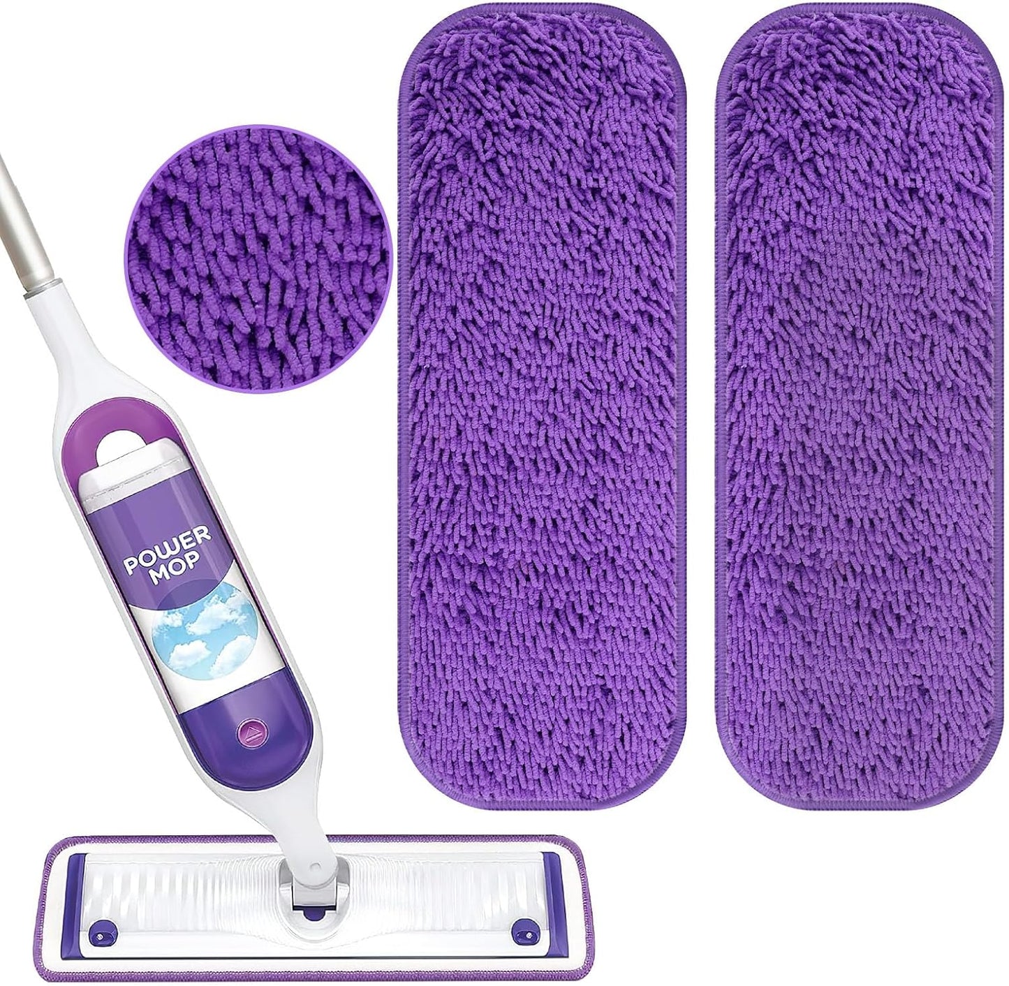 Washable Power Mop Pads - 2 Pack