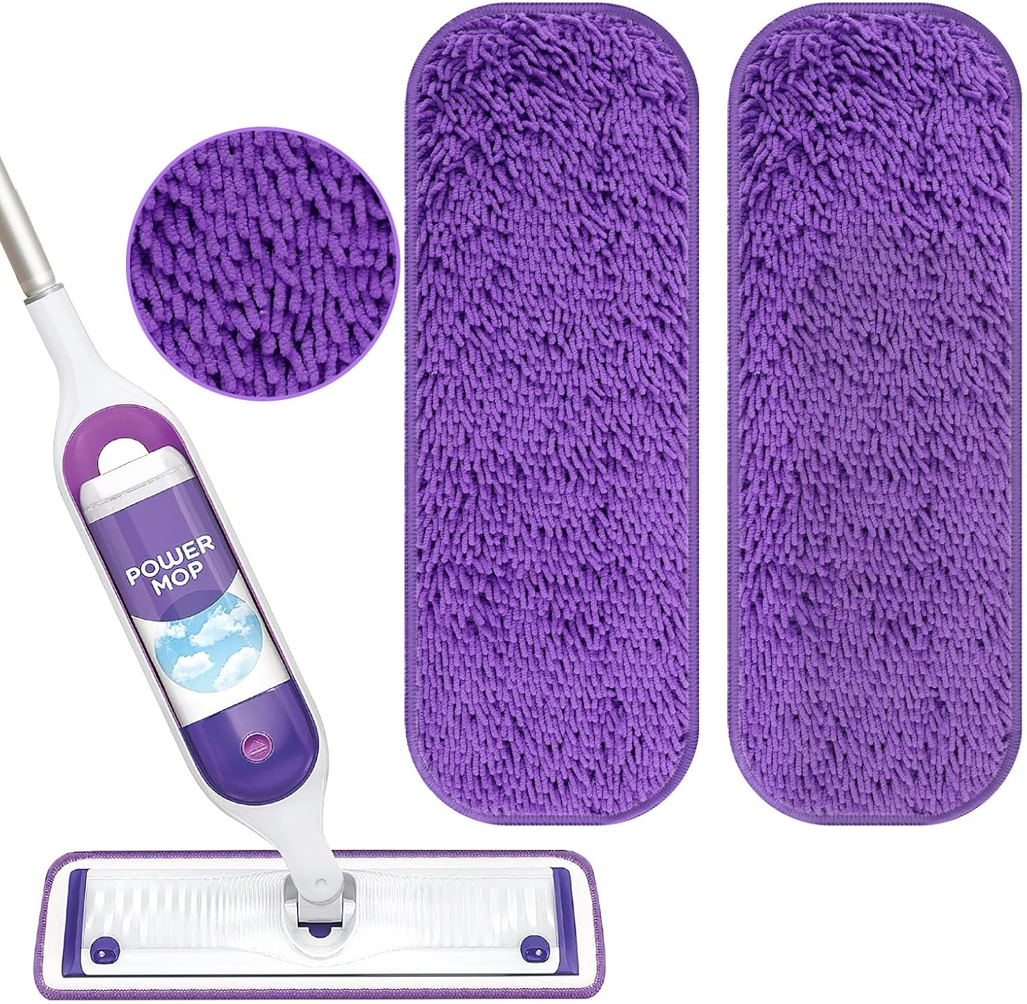 Washable Power Mop Pads - 2 Pack