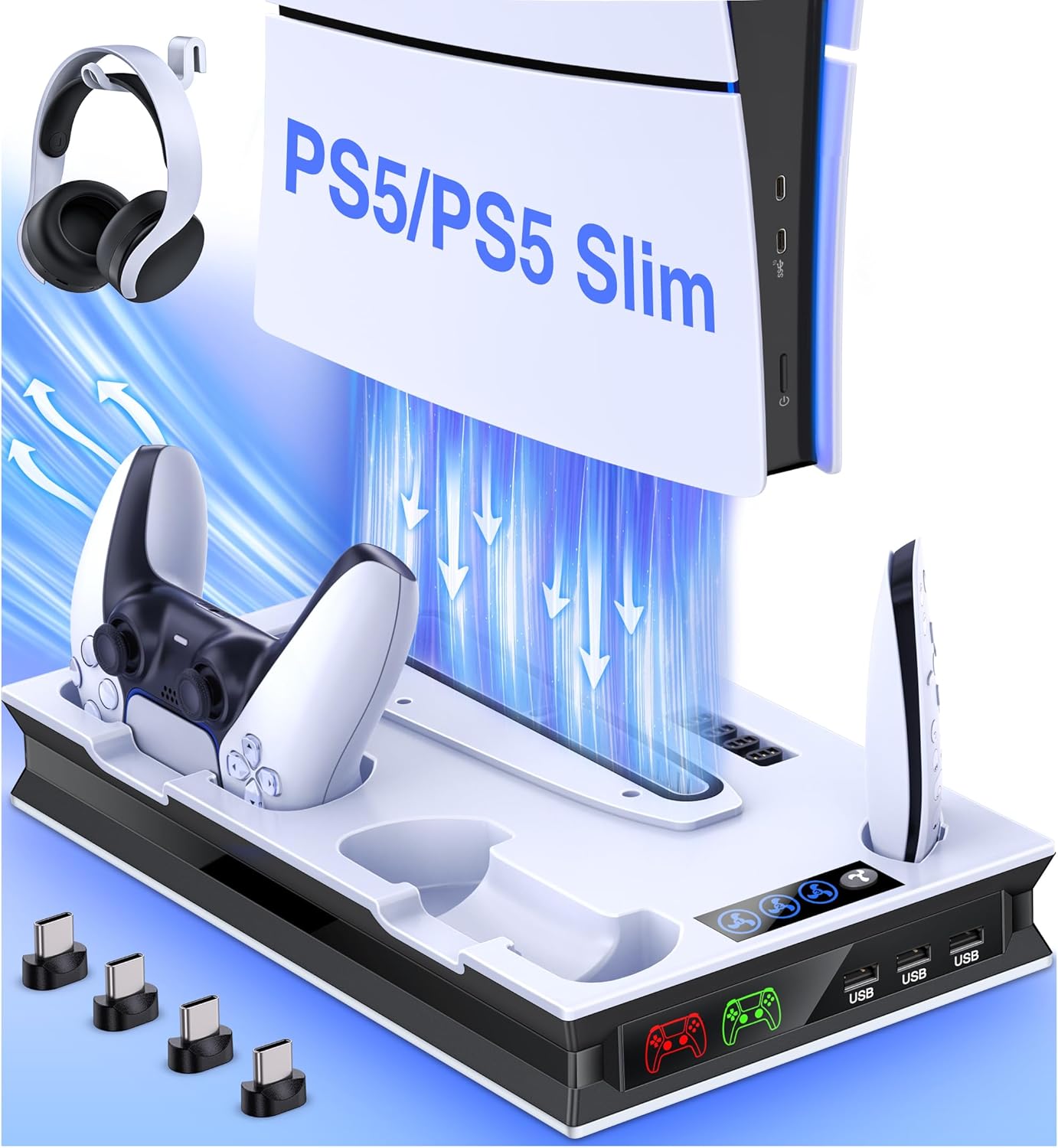 PS5 Slim Stand with Cooling & Charging - CATZARMOR