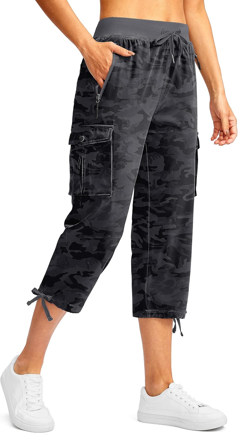 Soothfeel Women's Cargo Capris Pants for Hiking and Travel