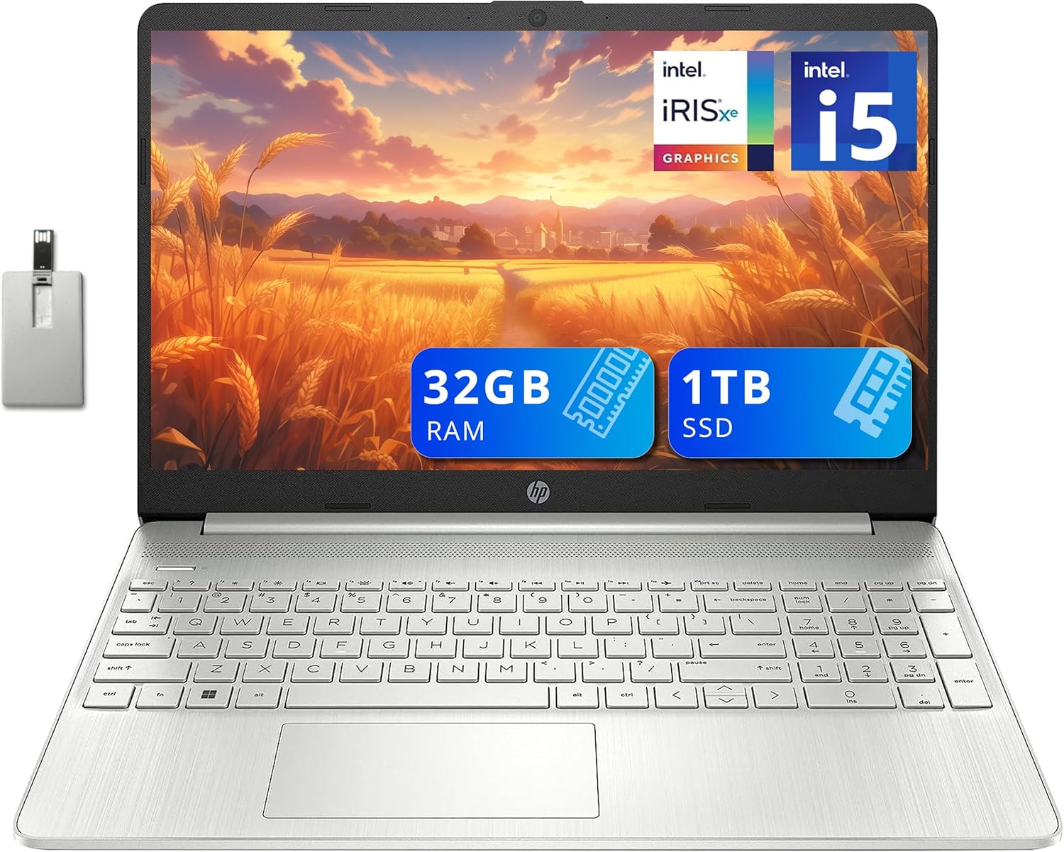 HP 15.6 FHD Everyday Laptop with Intel i5 and 32GB RAM
