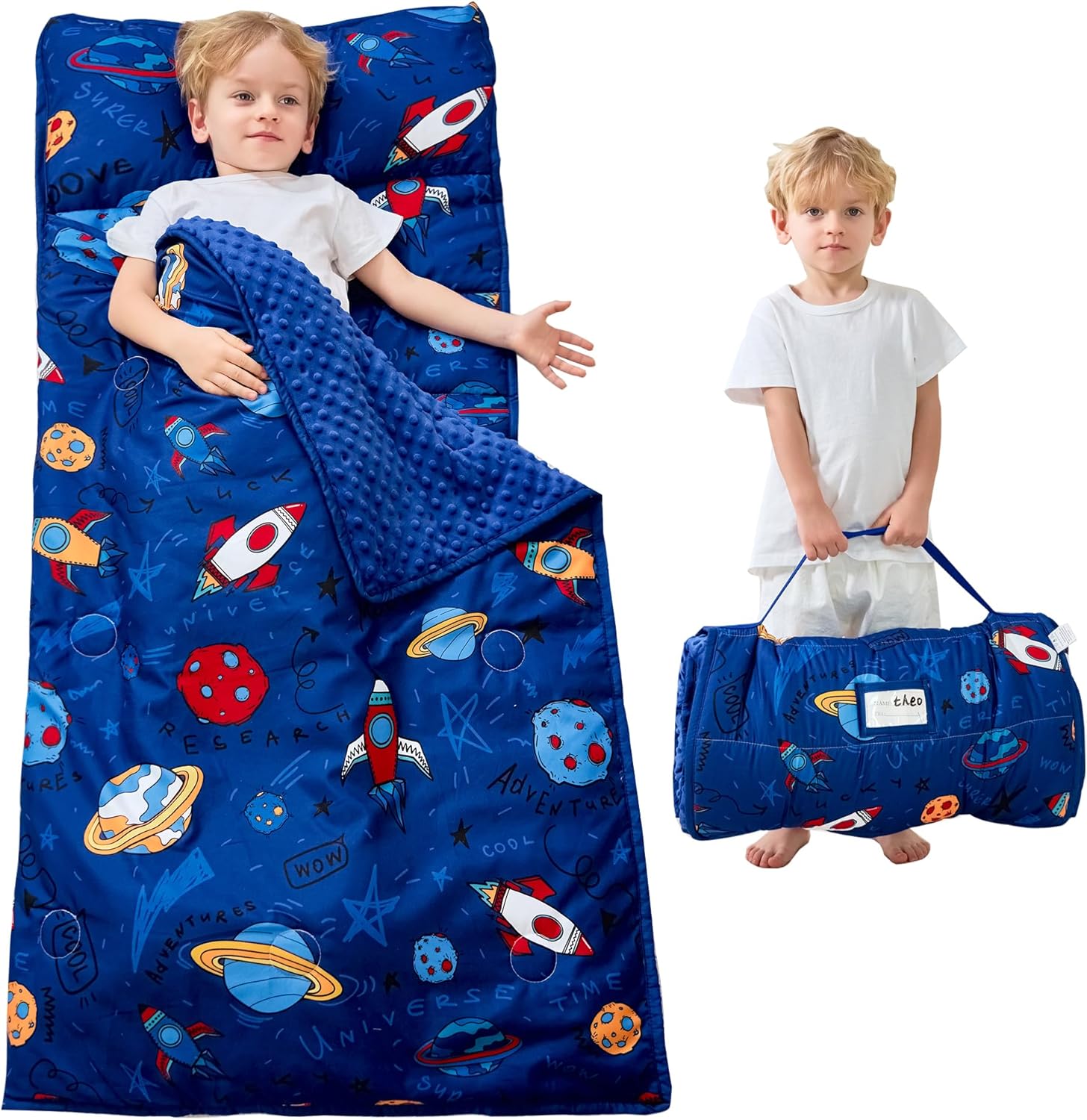 Extra Large Toddler Nap Mat with Pillow and Blanket for Kids