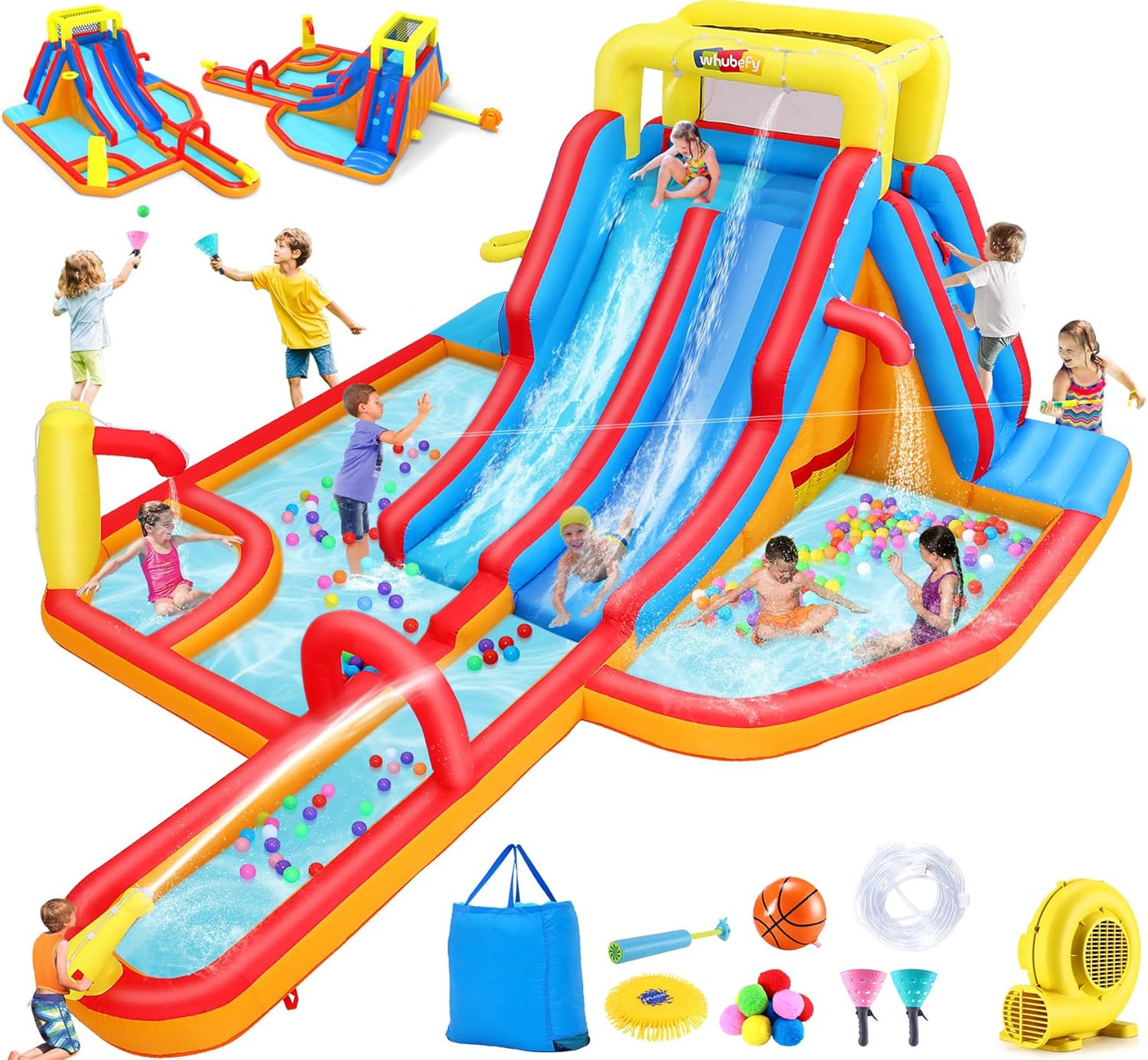 Whubefy 18x14FT Mega Inflatable Water Slide for Kids Fun