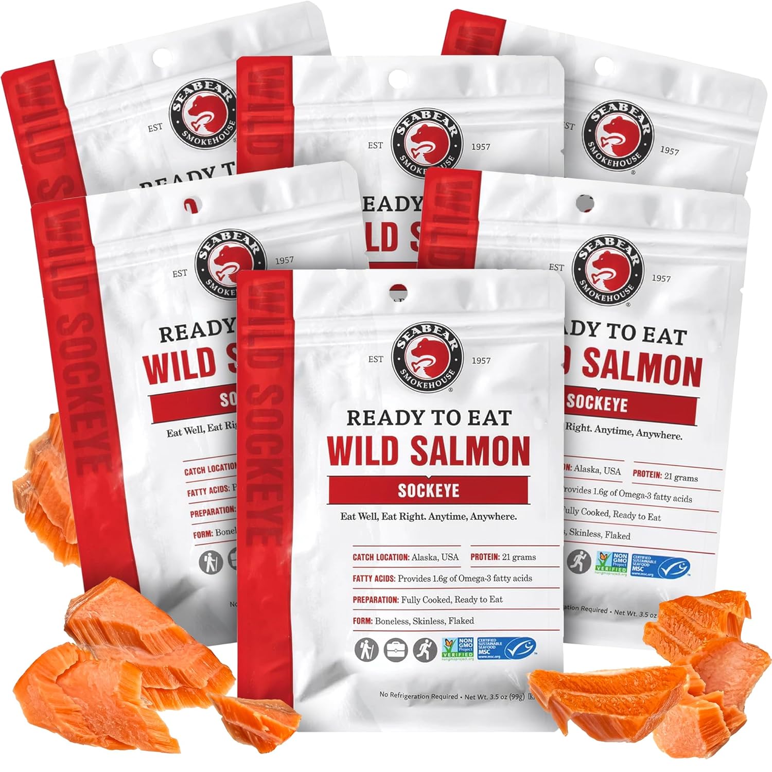 Ready to Eat Wild Sockeye Salmon 6-Pack for Healthy Meals