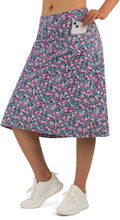 Women's Midi Length Skort 24in Knee Length Skorts with 3 Pockets