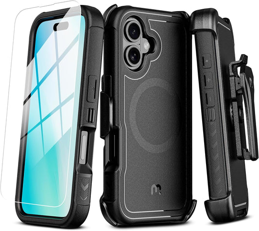 Maverick Series iPhone 16 Case with Belt Clip and Kickstand