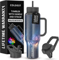 40 oz Insulated Tumbler with Handle and Straw for All Beverages