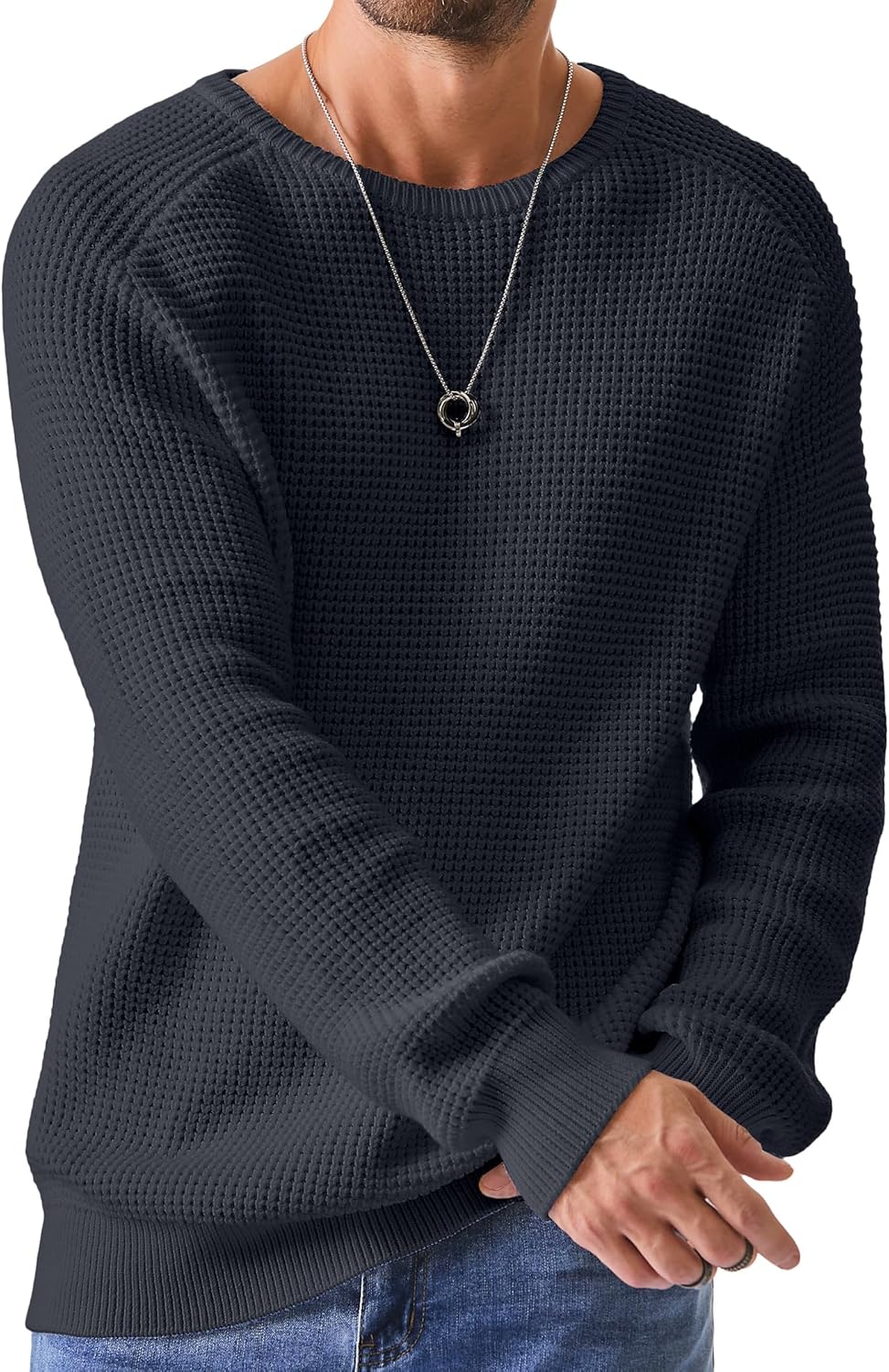JMIERR Men's Crewneck Pullover Sweater for Casual Style