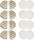 Assorted Chunky Yarn for Crocheting - 8 Pack, Fluffy Chenille - Soft