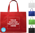 Custom Jumbo Sized Tote Bags Set of 10 - Personalized Bulk Reusable