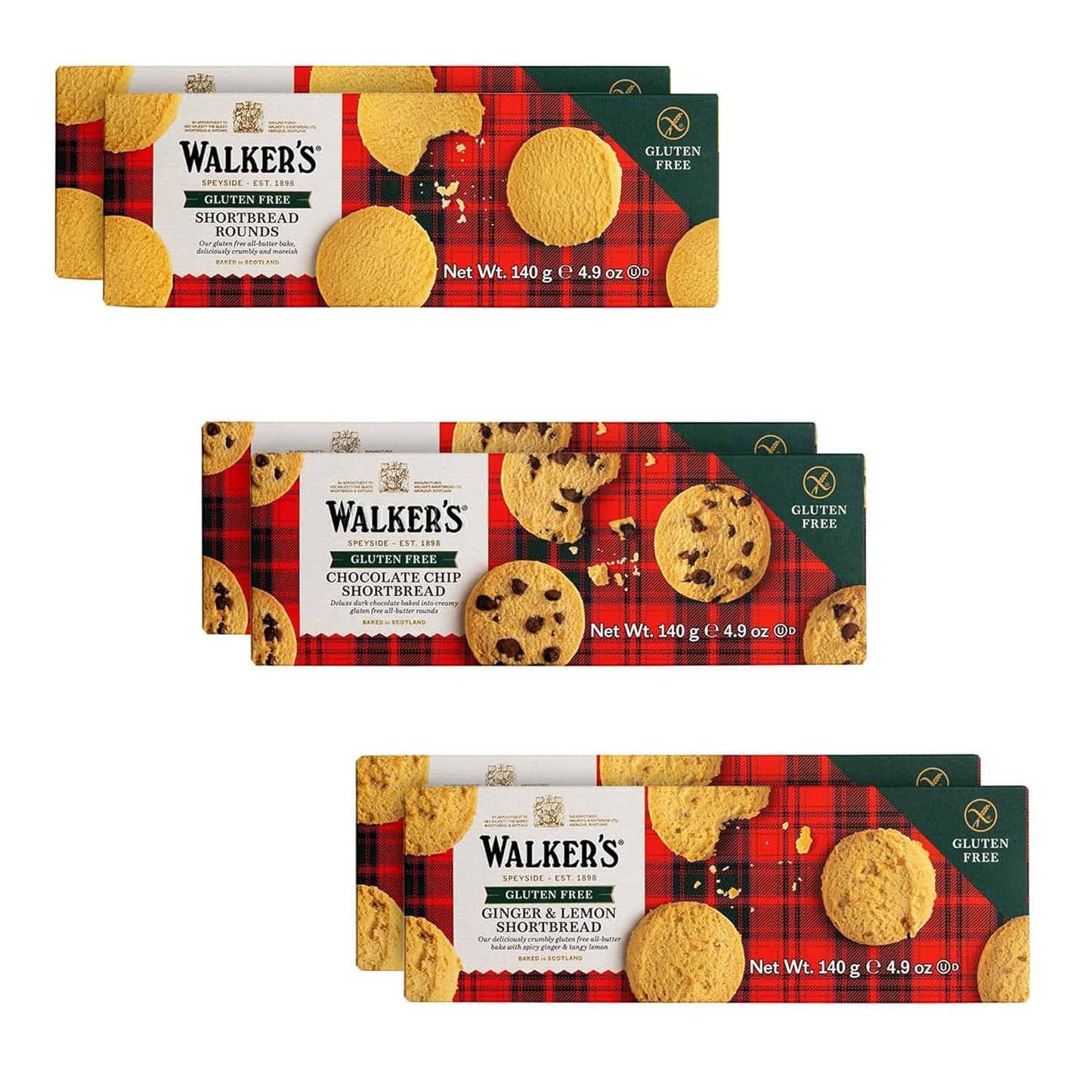 Walker's Gluten Free Shortbread Variety Pack - 6 Delicious Cookies