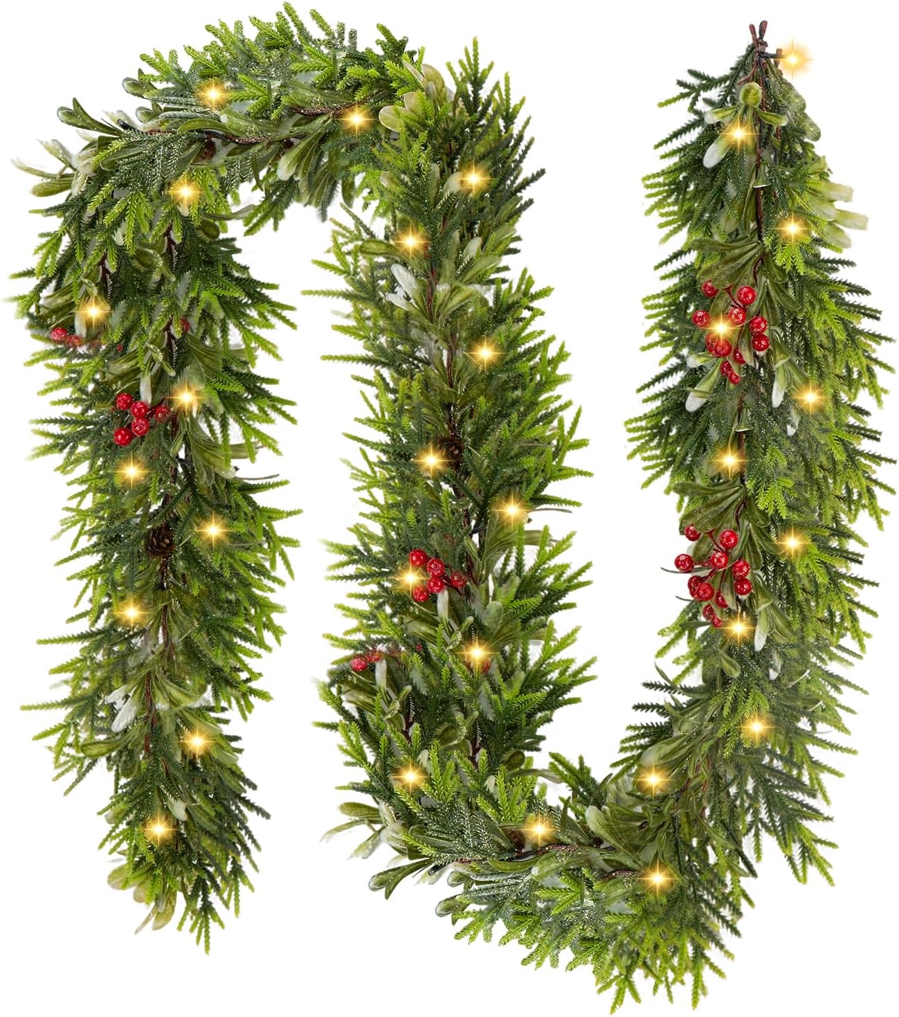 9FT Christmas Decor Artificial Norfolk Pine Garland for Festive Cheer