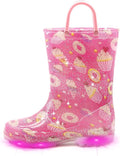Toddler-Kids Waterproof Light Up Rain Boots with Handles - Glitter