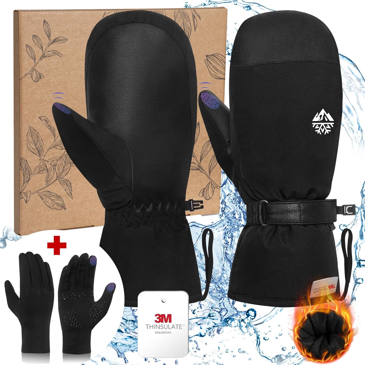 RIGWARL Waterproof 2-in-1 Ski Mittens - Ultimate Snowsport Gloves