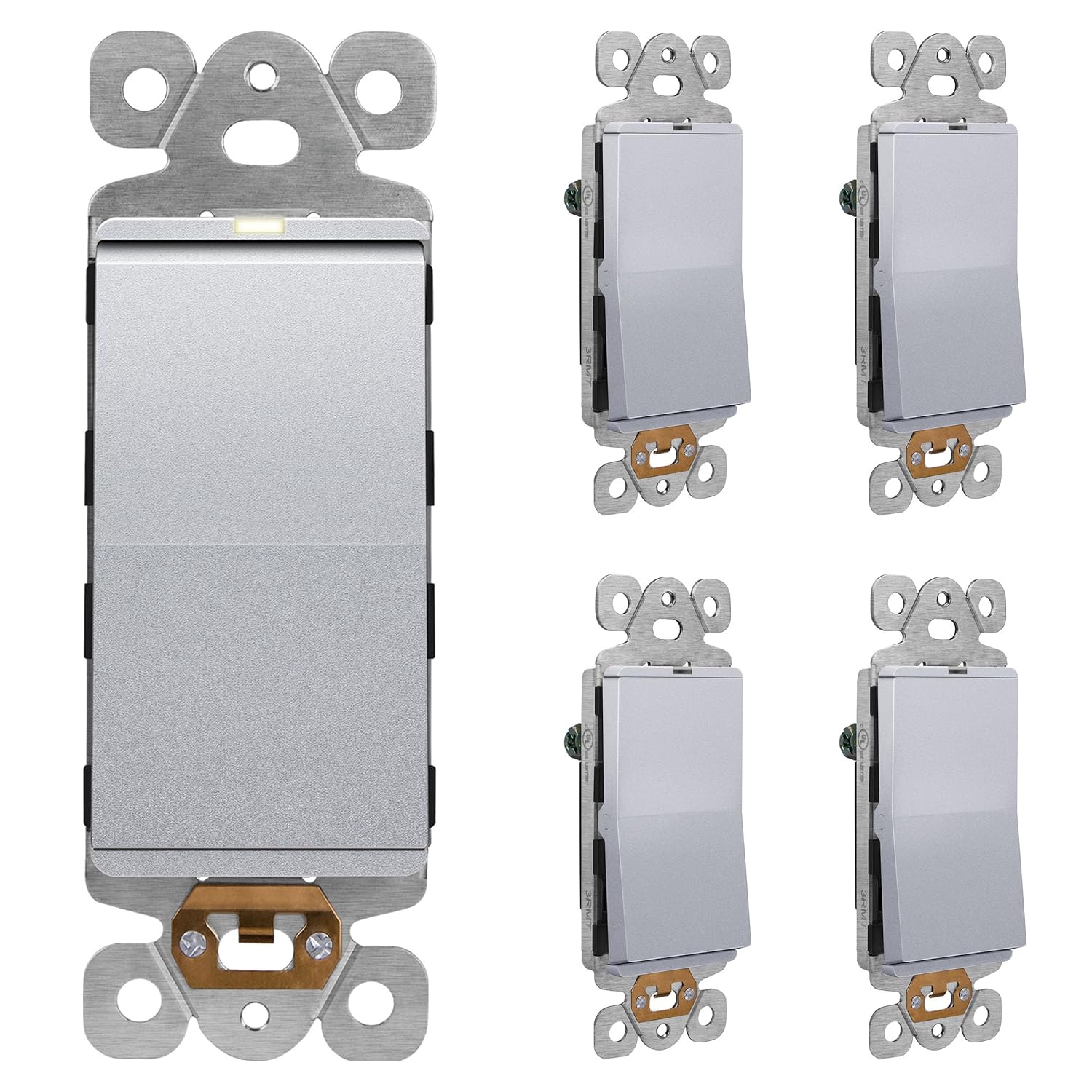 LIDER Minimalist Matte Finish Lighted Decorator Switch 5 Pack