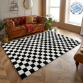Seavish Checkered Rug 5x8 Ft Black and White - Washable Checkerboard