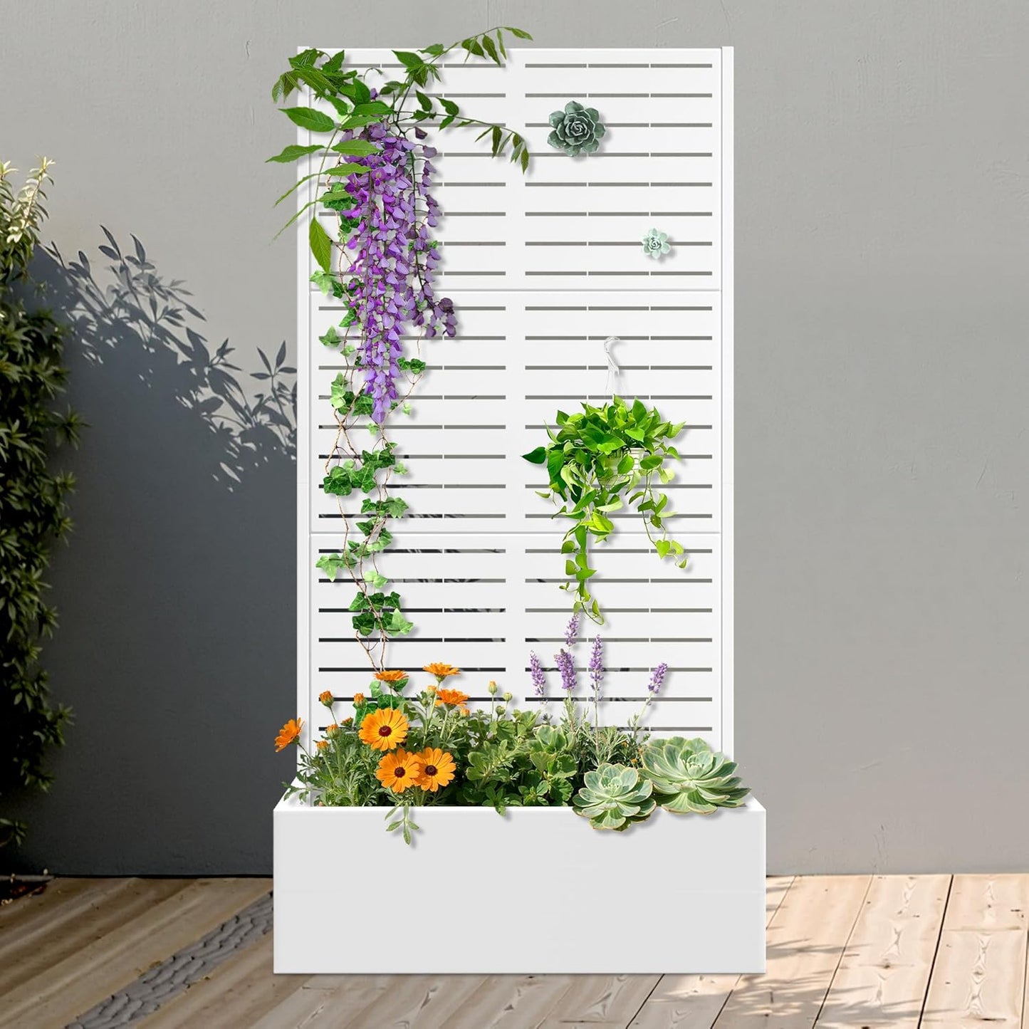 FENCY Metal Raised Garden Bed with Trellis for Climbing Plants
