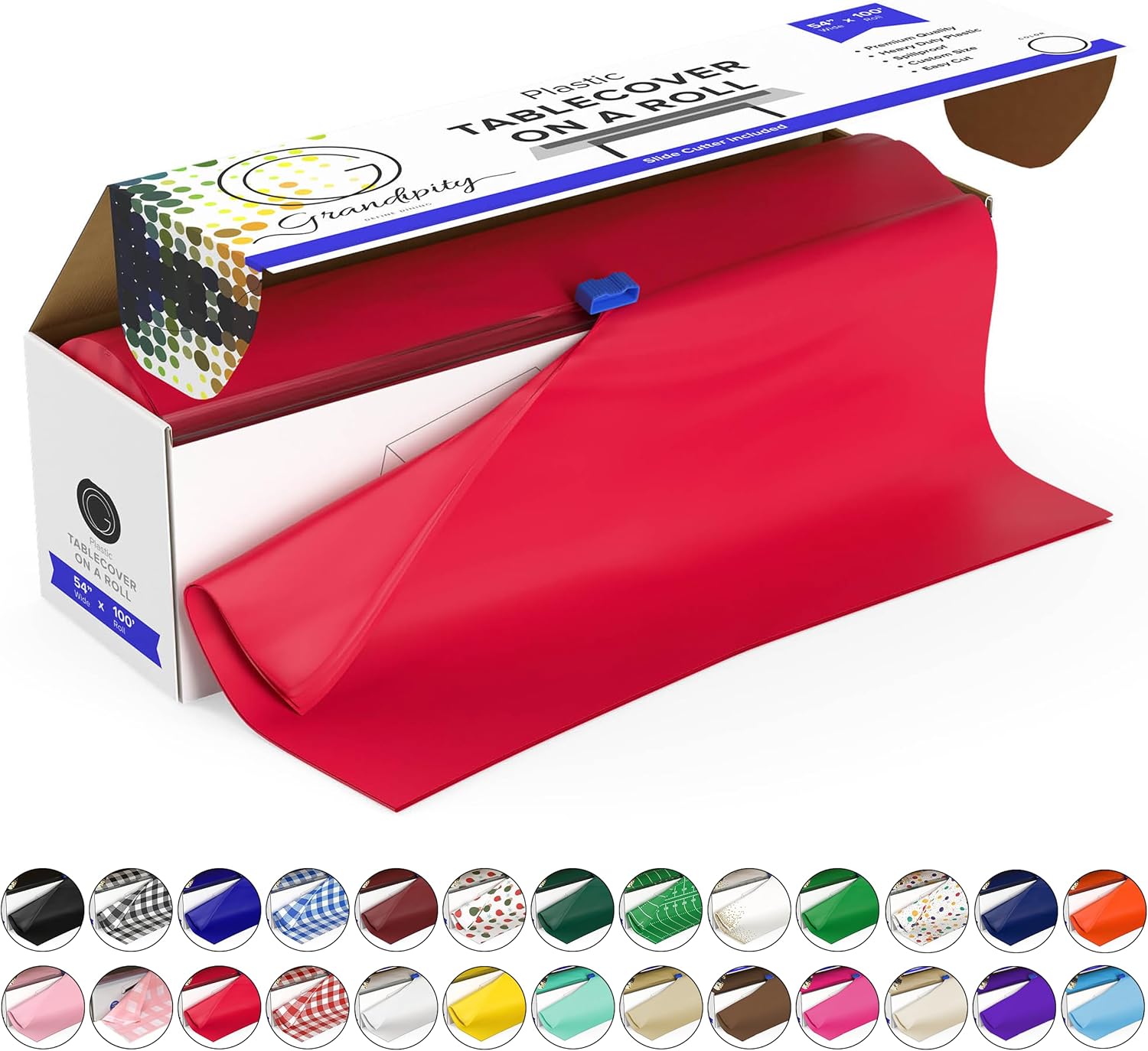 Premium Disposable Plastic Picnic Tablecloth on a Roll 54 in