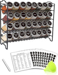 Spice Rack Organizer with 32 Glass Jars - Complete Kitchen Set