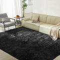 5X8 Ultra Soft Rug for Living Room - Fluffy Black Shag Rug