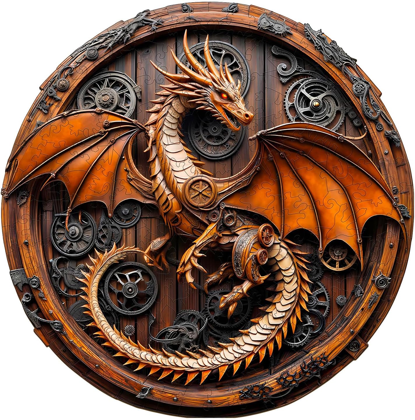 3D Vision Effect Mechanical Dragon Wooden Puzzles for Adults