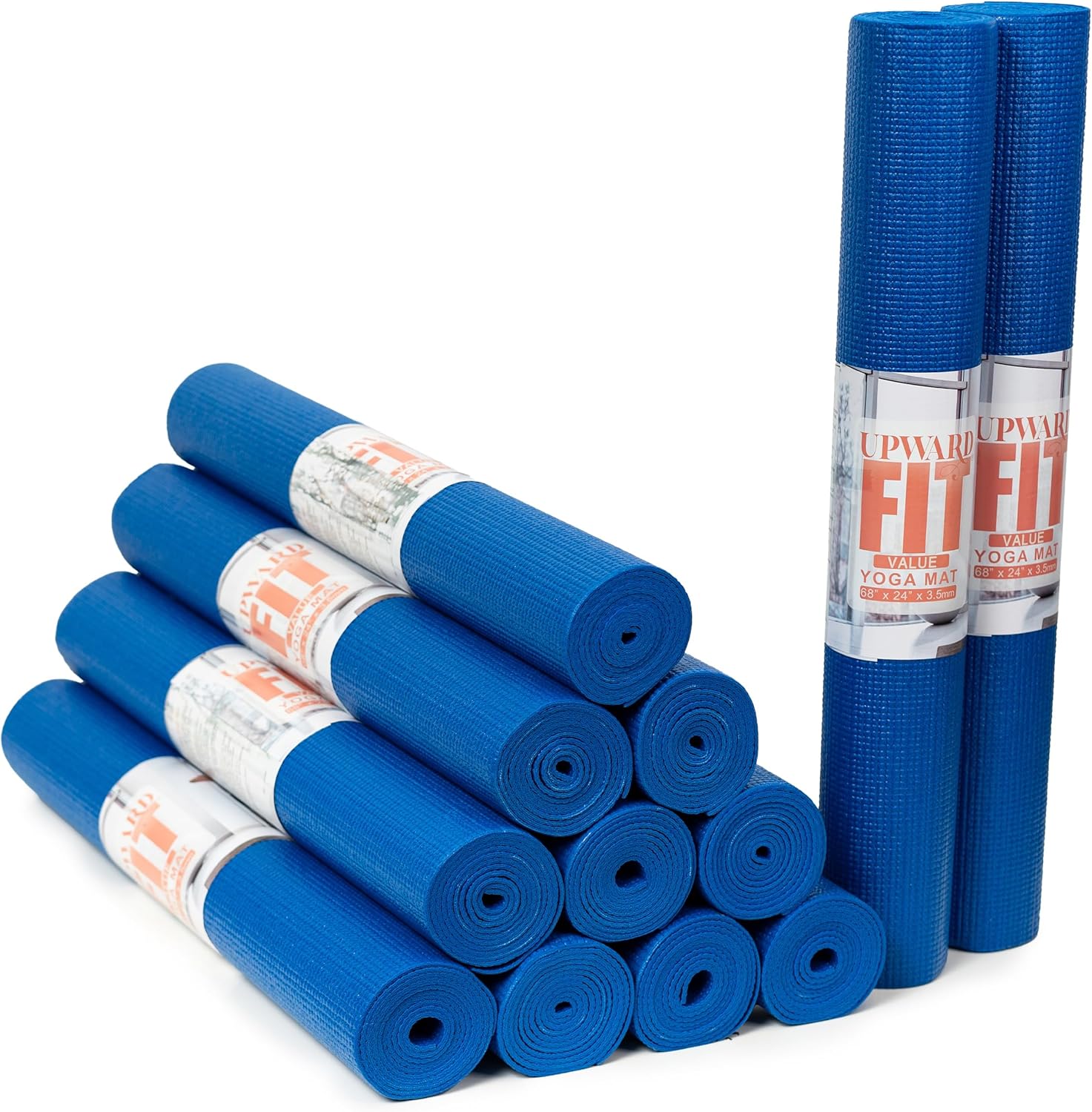 UPWARD FIT 12-Pack Non Slip Yoga Mats - Bulk Value for Home & Studio