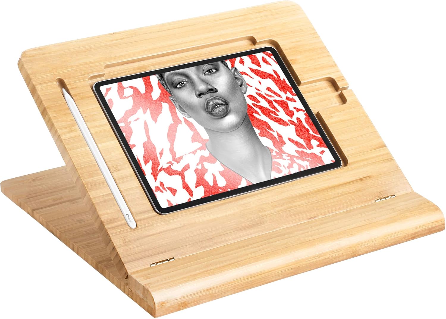 ELETIUO Tablet Desktop Stand: Adjustable Bamboo Holder for iPad